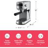 imageFrigidaire Steam Espresso Maker Coffee Machine with Milk Frother ampamp Cup Warmer 20 Bar Pressure 34 oz Removable Water Tank Single or Double Shot Stainless Steel