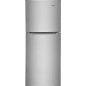 imageFrigidaire 116 Cu Ft Compact ADA Top Freezer Refrigerator in White with Electronic Control Panel Reversible Door Swing ENERGY STARBrushed Steel
