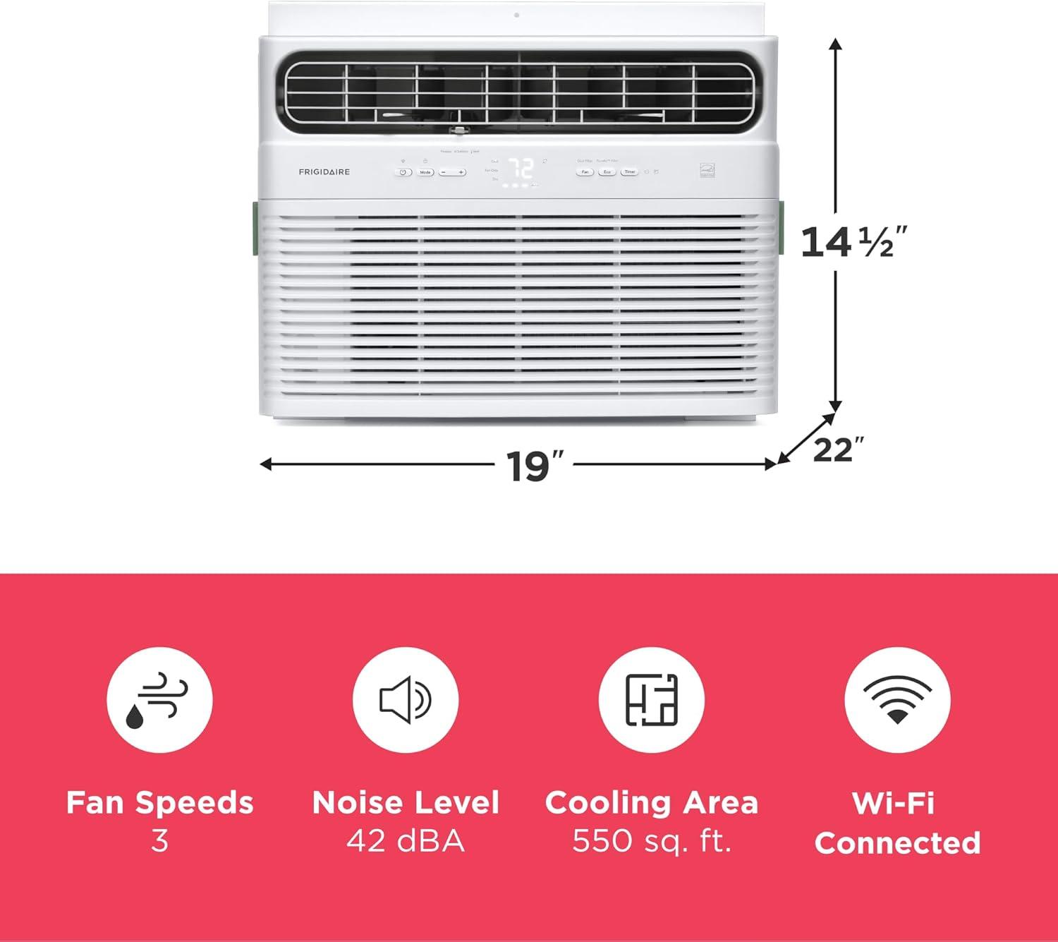 imageFrigidaire 12000 BTU Smart Inverter Window Air Conditioner with WiFi and Energy Star Certification Cools Up to 550 Sq Ft Ultra Quiet Operation White12 000 BTU