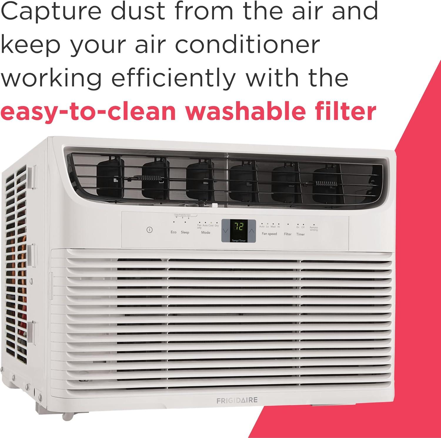 imageFrigidaire 5000 BTU WindowMounted Air Conditioner Cools Up to 150 Sq Ft Quiet Operation Effortless Temperature Control 2 Fan Speeds Auto Restart White12 000 BTU Electronic Controls