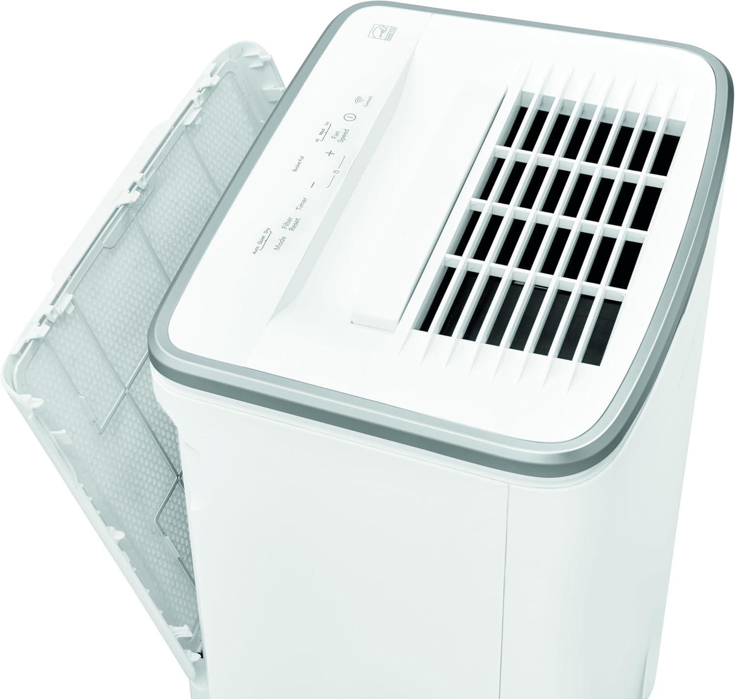 imageFrigidaire 50Pint Portable Dehumidifier for Basement Home and Attic 115V Quiet Moisture Absorber for Humidity Control with Auto ShutOff and Removable Water BucketContinuous Drain Option White50 Pints