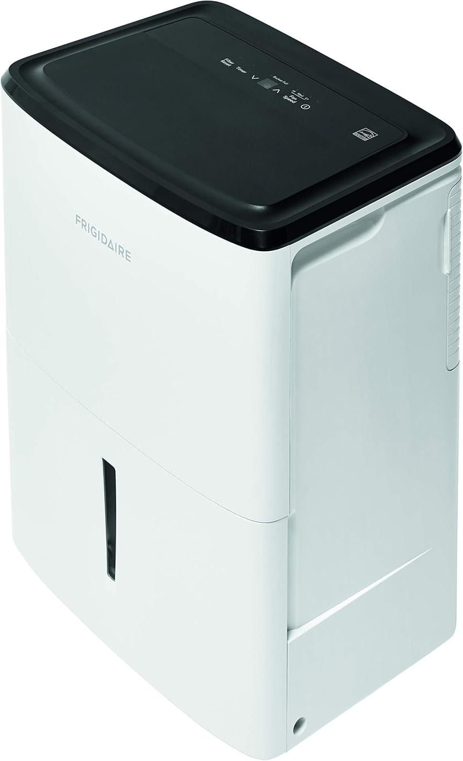 imageFrigidaire 50Pint Portable Dehumidifier for Basement Home and Attic 115V Quiet Moisture Absorber for Humidity Control with Auto ShutOff and Removable Water BucketContinuous Drain Option White35 PINT