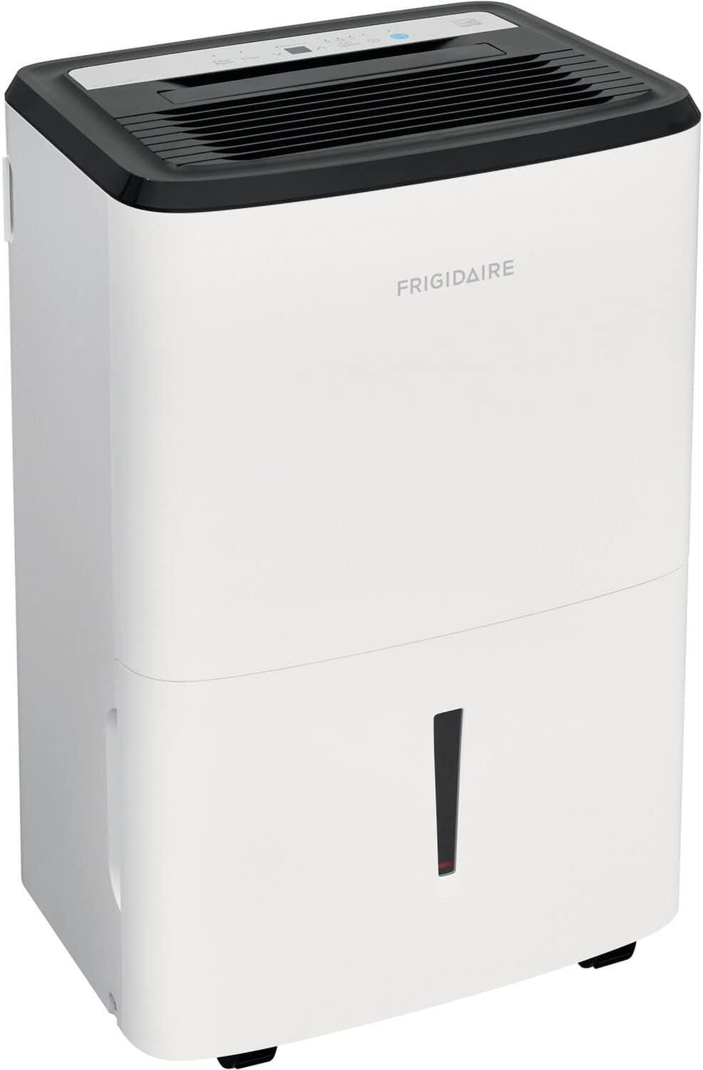 imageFrigidaire 50Pint Portable Dehumidifier for Basement Home and Attic 115V Quiet Moisture Absorber for Humidity Control with Auto ShutOff and Removable Water BucketContinuous Drain Option White50 Pints