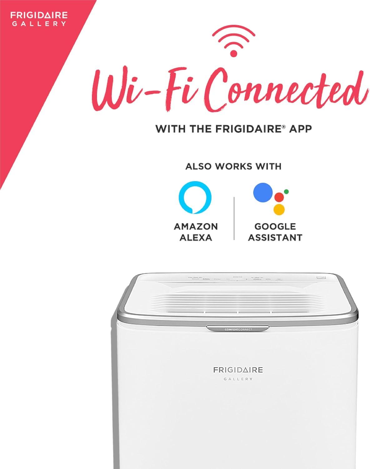 imageFrigidaire 50Pint Portable Dehumidifier for Basement Home and Attic 115V Quiet Moisture Absorber for Humidity Control with Auto ShutOff and Removable Water BucketContinuous Drain Option White50 Pints
