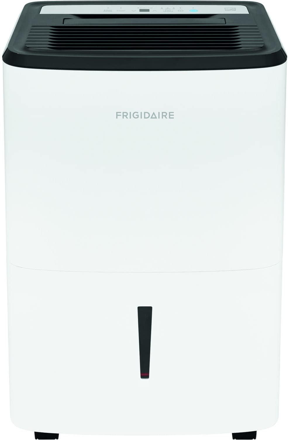 imageFrigidaire 50Pint Portable Dehumidifier for Basement Home and Attic 115V Quiet Moisture Absorber for Humidity Control with Auto ShutOff and Removable Water BucketContinuous Drain Option White50 Pints
