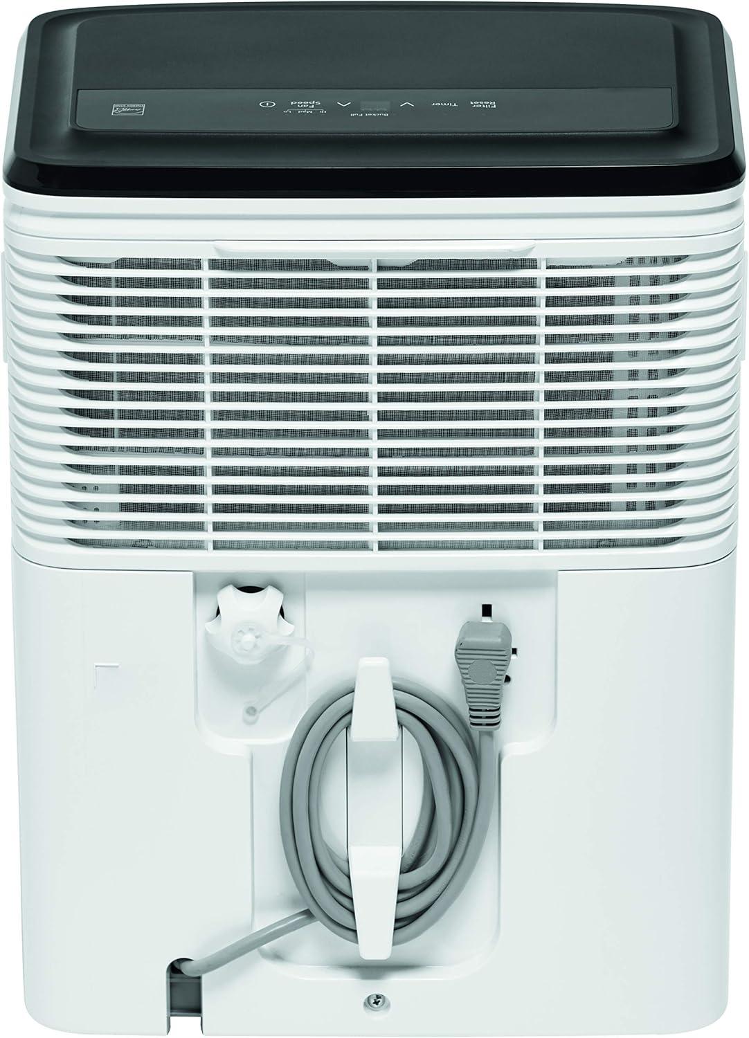 imageFrigidaire 50Pint Portable Dehumidifier for Basement Home and Attic 115V Quiet Moisture Absorber for Humidity Control with Auto ShutOff and Removable Water BucketContinuous Drain Option White35 PINT