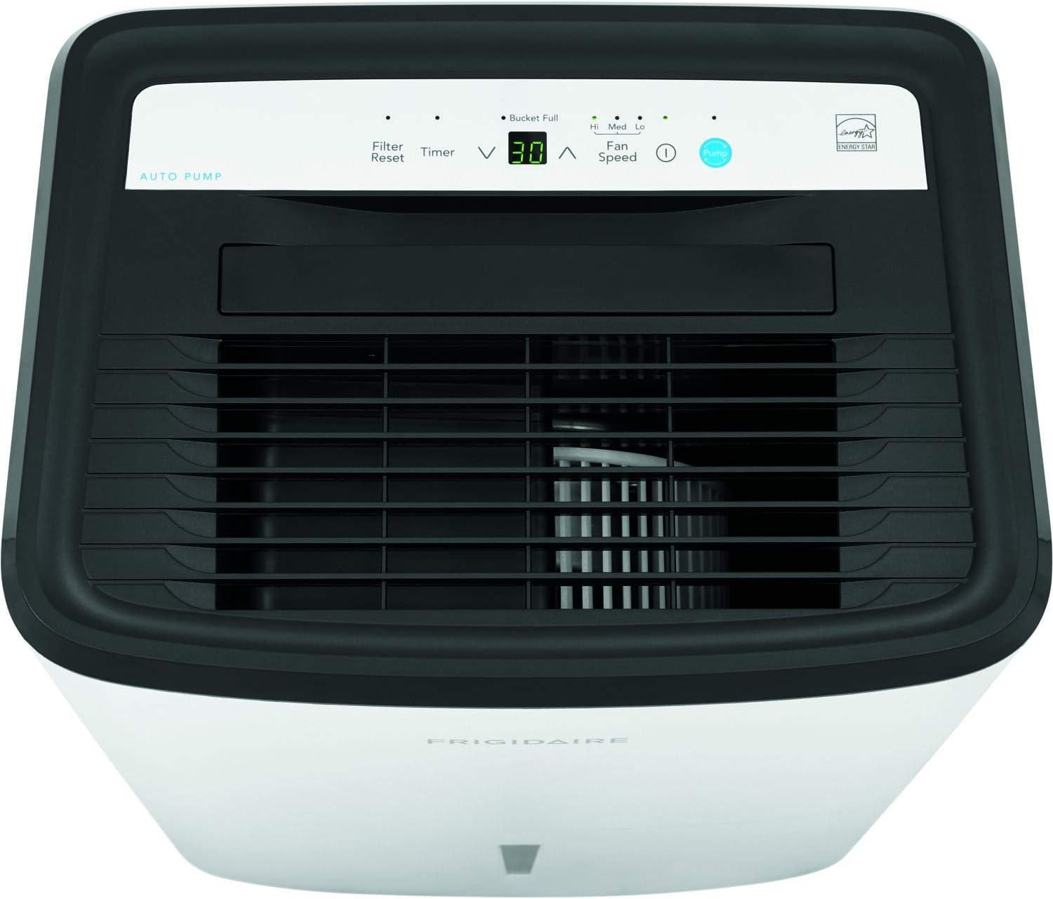imageFrigidaire 50Pint Portable Dehumidifier for Basement Home and Attic 115V Quiet Moisture Absorber for Humidity Control with Auto ShutOff and Removable Water BucketContinuous Drain Option White50 Pints