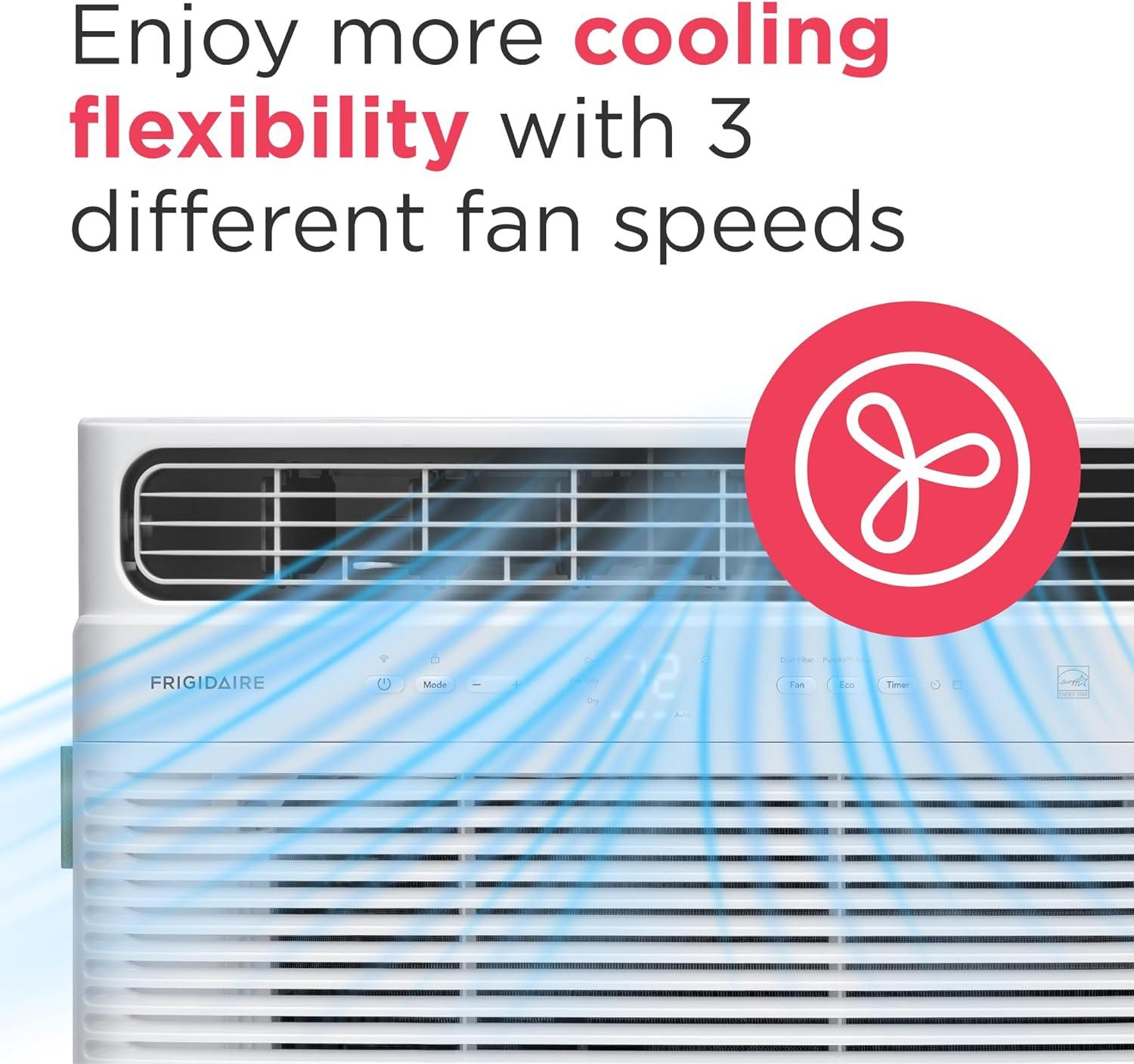 imageFrigidaire 8000 BTU Smart Inverter Window Air Conditioner with WiFi and Energy Star Certification Cools Up to 350 Sq Ft Ultra Quiet Operation White10 000 BTU