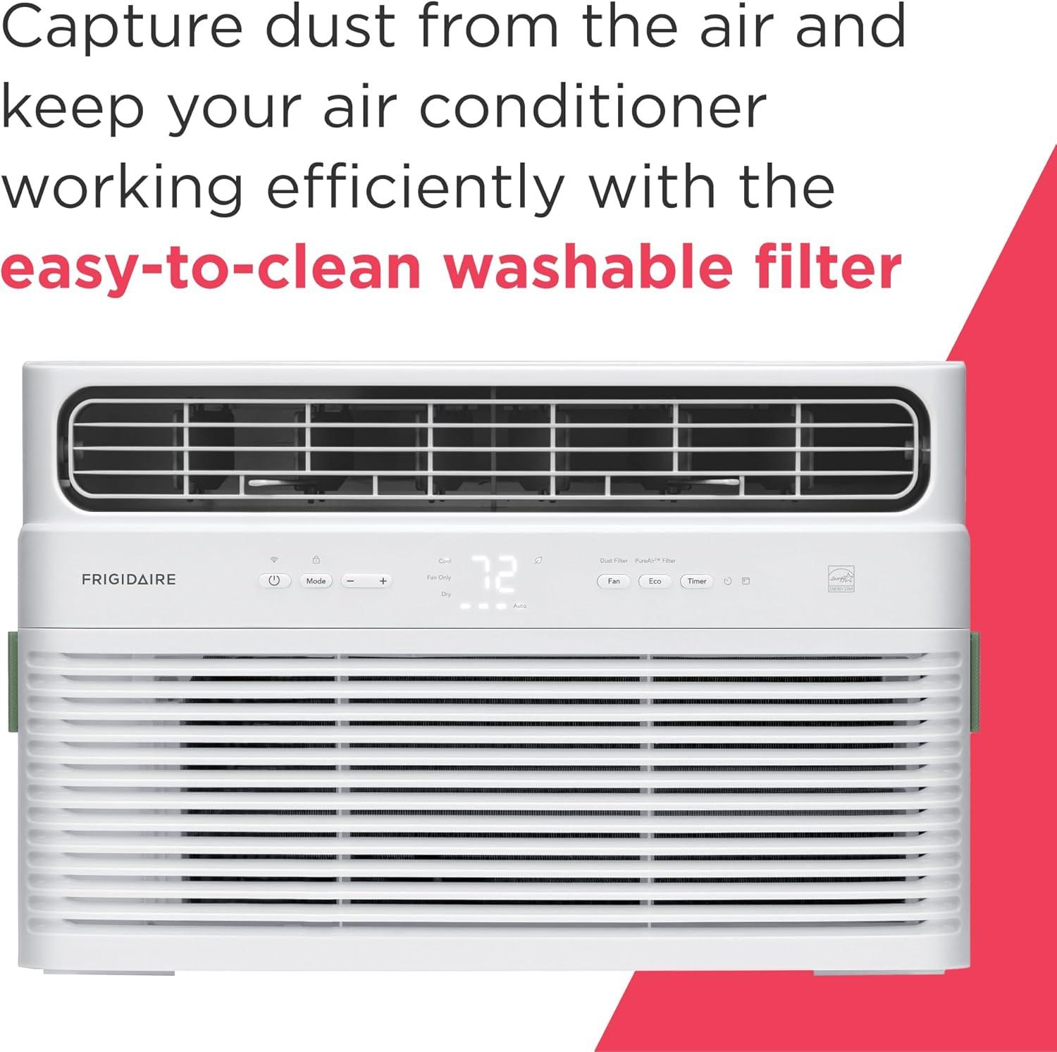 imageFrigidaire 8000 BTU Smart Inverter Window Air Conditioner with WiFi and Energy Star Certification Cools Up to 350 Sq Ft Ultra Quiet Operation White10 000 BTU