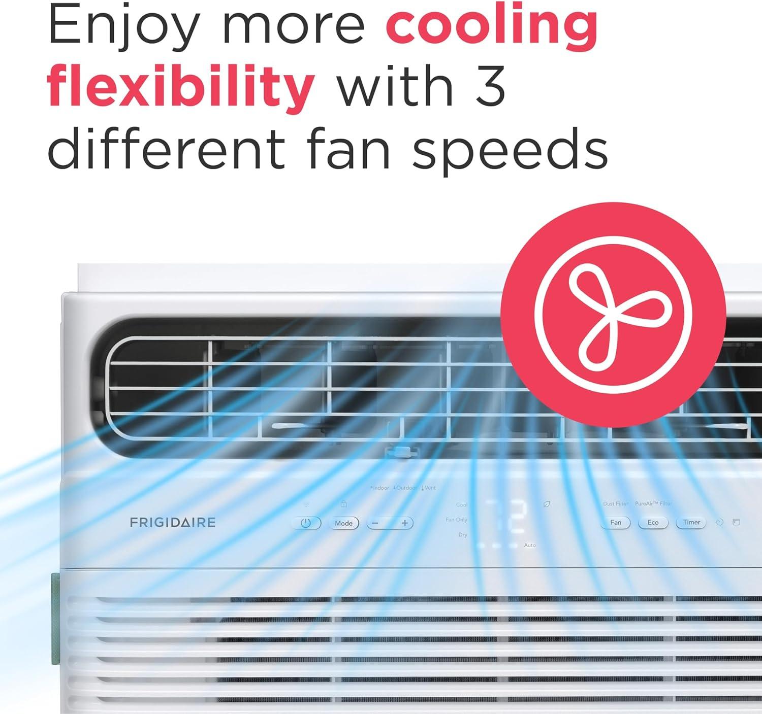 imageFrigidaire 8000 BTU Smart Inverter Window Air Conditioner with WiFi and Energy Star Certification Cools Up to 350 Sq Ft Ultra Quiet Operation White14 000 BTU