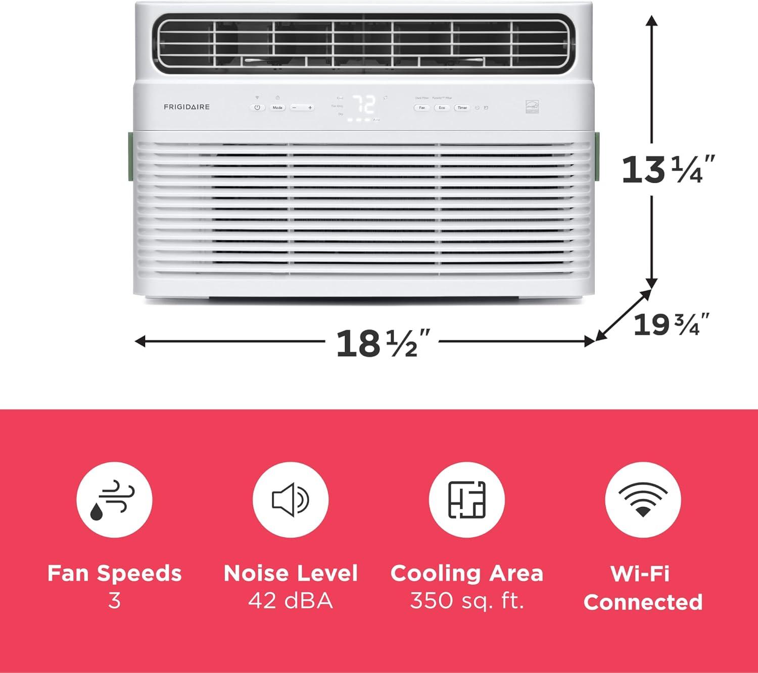 imageFrigidaire 8000 BTU Smart Inverter Window Air Conditioner with WiFi and Energy Star Certification Cools Up to 350 Sq Ft Ultra Quiet Operation White8 000 BTU