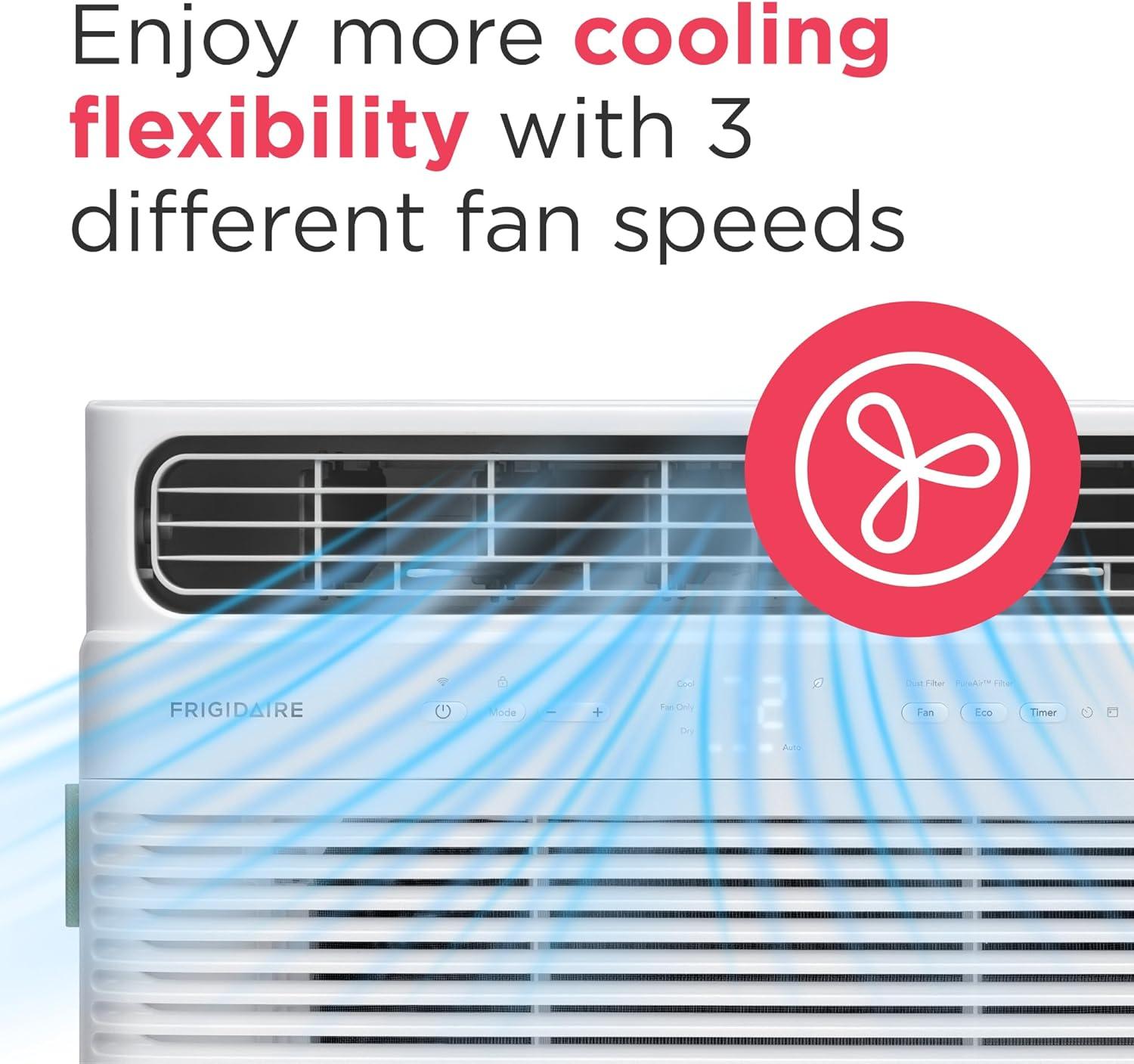 imageFrigidaire 8000 BTU Smart Inverter Window Air Conditioner with WiFi and Energy Star Certification Cools Up to 350 Sq Ft Ultra Quiet Operation White8 000 BTU