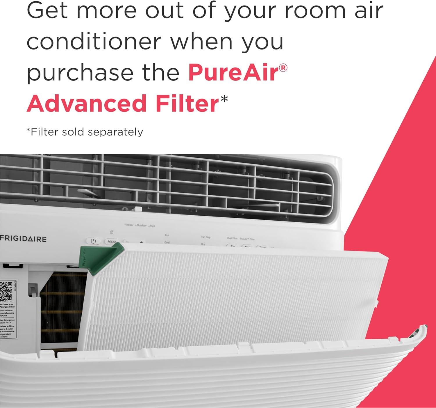 imageFrigidaire 8000 BTU Window Air Conditioner with Supplemental Heat Cools ampamp Heats Up to 350 Sq Ft Remote Control Quiet Operation Eco Mode 3 Fan Speeds White8 000 BTU