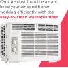 imageFrigidaire 5000 BTU WindowMounted Air Conditioner Cools Up to 150 Sq Ft Quiet Operation Effortless Temperature Control 2 Fan Speeds Auto Restart White5 000 BTU Mechanical Controls