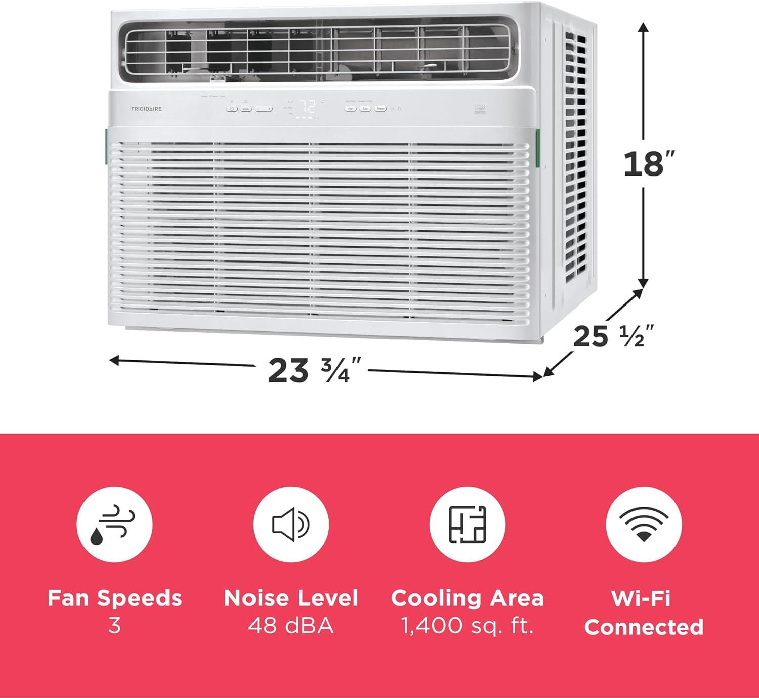 imageFrigidaire 24000 BTU Smart Inverter Window Air Conditioner with WiFi and Energy Star Certification Cools Up to 1020 Sq Ft Ultra Quiet Operation White