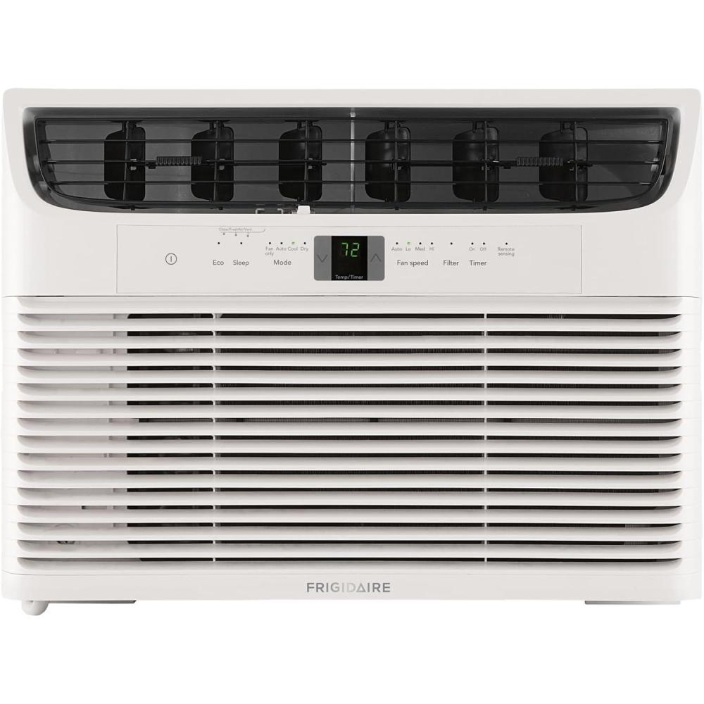 imageFrigidaire 5000 BTU WindowMounted Air Conditioner Cools Up to 150 Sq Ft Quiet Operation Effortless Temperature Control 2 Fan Speeds Auto Restart White12 000 BTU Electronic Controls