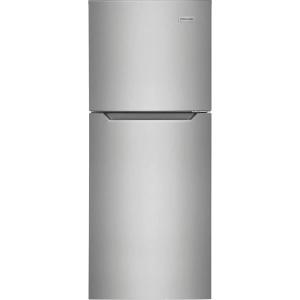 imageFrigidaire 101 Cu Ft Compact ADA Top Freezer Refrigerator in Brushed Steel with Electronic Control Panel Reversible Door Swing ENERGY STARBrushed Steel