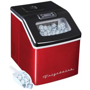 imageFrigidaire Ice Maker EFIC452 Countertop Stainless Steel Ice Maker with Transparent Window Clear Ice Cube Maker with 40 lbs Capacity Ice Maker Machine  148quot D x 11quot W x 141quot H Blackred stainless