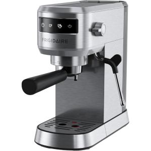 imageFrigidaire Steam Espresso Maker Coffee Machine with Milk Frother ampamp Cup Warmer 20 Bar Pressure 34 oz Removable Water Tank Single or Double Shot Stainless Steel