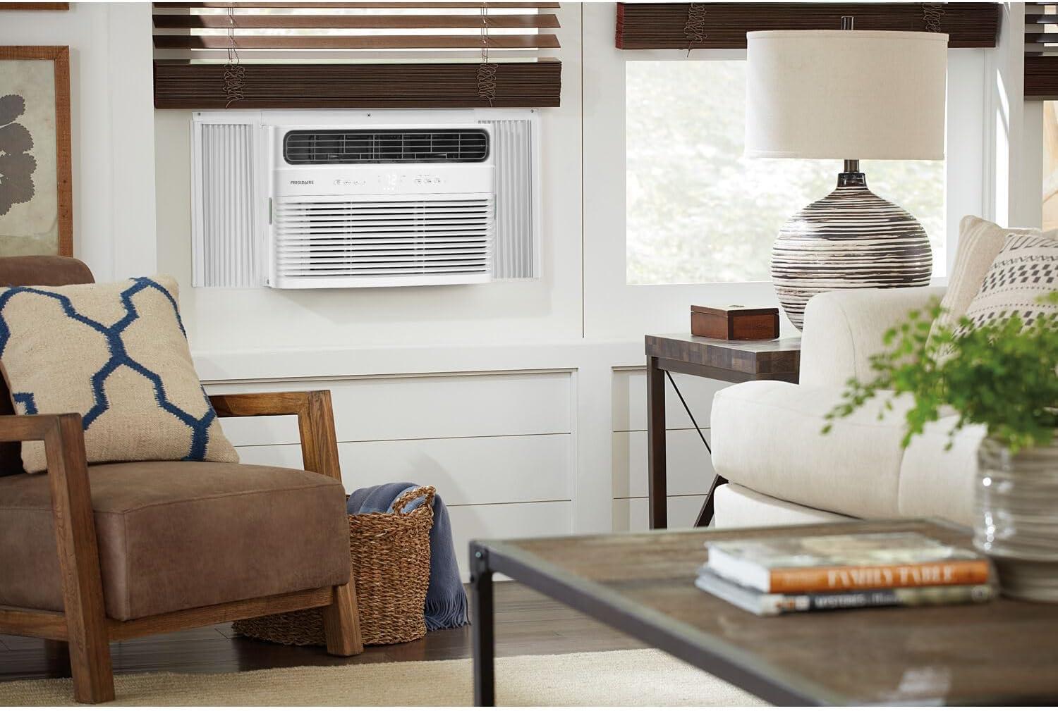 imageFrigidaire 8000 BTU Window Air Conditioner ampamp Dehumidifier 115V Cools up to 350 Sq Ft for Apartment Dorm Room ampamp SmallMedium Rooms with Remote Control Programmable Timer and Sleep Mode White