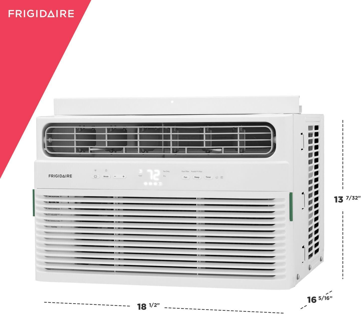 imageFrigidaire 8000 BTU Window Air Conditioner ampamp Dehumidifier 115V Cools up to 350 Sq Ft for Apartment Dorm Room ampamp SmallMedium Rooms with Remote Control Programmable Timer and Sleep Mode White
