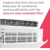 imageFrigidaire 8000 BTU Window Air Conditioner with Remote Control Cools Up to 350 Sq Ft Quiet Operation Eco Mode 3 Fan Speeds Auto Restart White5 000 BTU Electronic Controls