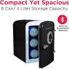 imageFrigidaire EFMIS151 Mini Portable Compact Personal Home Office Fridge Cooler BUILT IN SPEAKER 4L Capacity Chills Six 12 oz Cans 100 FreonFree ampamp Eco FriendlyBlack