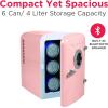 imageFrigidaire EFMIS151 Mini Portable Compact Personal Home Office Fridge Cooler BUILT IN SPEAKER 4L Capacity Chills Six 12 oz Cans 100 FreonFree ampamp Eco FriendlyPink