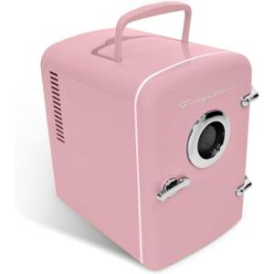 imageFrigidaire EFMIS151 Mini Portable Compact Personal Home Office Fridge Cooler BUILT IN SPEAKER 4L Capacity Chills Six 12 oz Cans 100 FreonFree ampamp Eco FriendlyPink