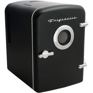 imageFrigidaire EFMIS151 Mini Portable Compact Personal Home Office Fridge Cooler BUILT IN SPEAKER 4L Capacity Chills Six 12 oz Cans 100 FreonFree ampamp Eco FriendlyBlack