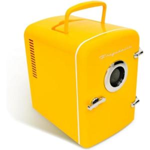 imageFrigidaire EFMIS151 Mini Portable Compact Personal Home Office Fridge Cooler BUILT IN SPEAKER 4L Capacity Chills Six 12 oz Cans 100 FreonFree ampamp Eco FriendlyYellow