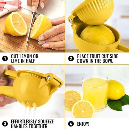imageFrigidaire HeavyDuty Metal Lemon Squeezer  Handheld Manual Citrus Juicer for Effortless Lemon and Lime Juice Extraction  Easy to Use Durable and Easy to Clean Kitchen Tool