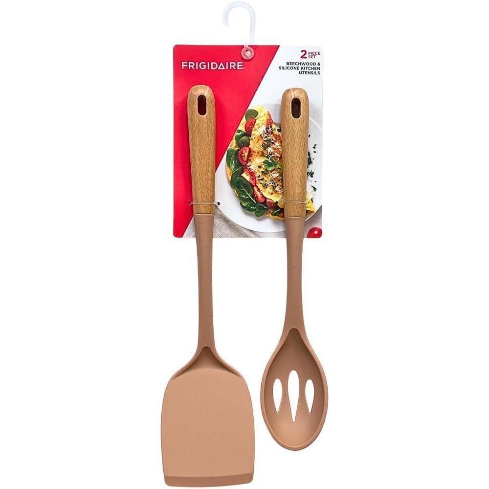 image2PC Beechwood and Silicone Utensil Set Large Turner Large Slot Spoon Kitchen Cooking Utensils with Beechwood Handle and Silicone Head NAVYRose