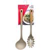 imageFrigidaire 2PC Beechwood Silicone Utensil Set Large Soup Ladle Large Pasta Fork HeatResistant Kitchen Cooking Utensils with Wooden Handle LIGHT TAUPELIGHT TAUPE
