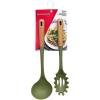 imageFrigidaire 2PC Beechwood Silicone Utensil Set Large Soup Ladle Large Pasta Fork HeatResistant Kitchen Cooking Utensils with Wooden Handle LIGHT TAUPEOlive