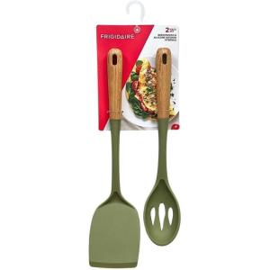 image2PC Beechwood and Silicone Utensil Set Large Turner Large Slot Spoon Kitchen Cooking Utensils with Beechwood Handle and Silicone Head NAVYOlive