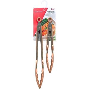 imageFrigidaire 2PC Stainless Steel Kitchen Food Tongs Set for Cooking with Silicone Tips NAVYRose