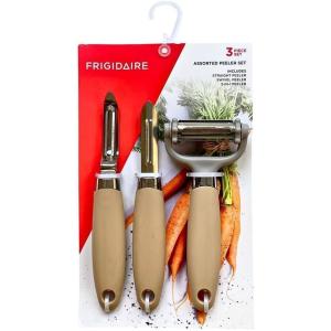 imageFrigidaire 3Piece Peeler Set  Straight Peeler Swivel Peeler 3in1 Peeler  Stainless Steel and Silicone LIGHT TAUPELIGHT TAUPE