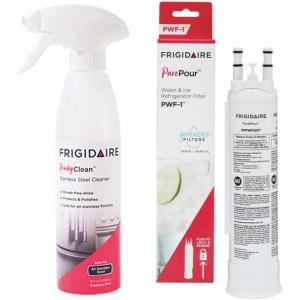 imageFrigidaire FPPWFU01 Water Filter Replacement  Bonus Stainless Steel Fridge Cleaner Spray Bundle